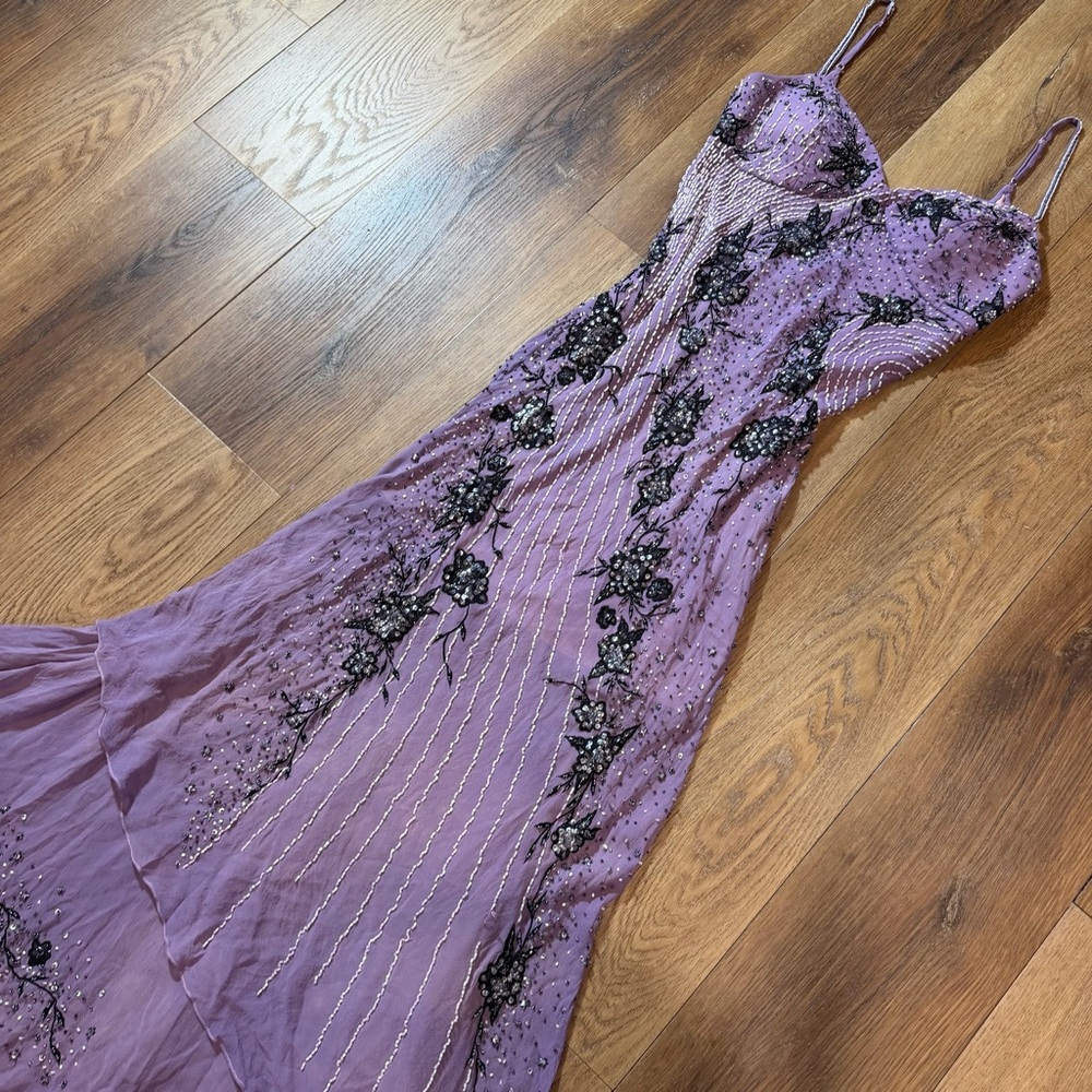 Vintage Y2K 100% Silk Beaded Dress Vintage Beaded Dress Sue Wong Dress Fairy - Picture 6 of 17